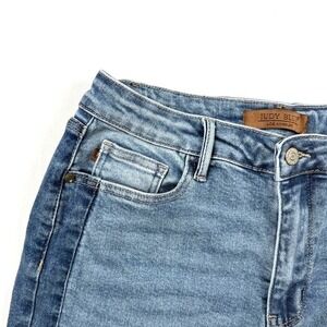 Judy Blue Slim Fit Two Tone Side Stripe Raw Hem Cropped Jeans Women 9/29